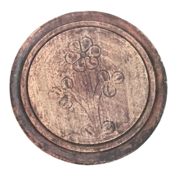 Vtg Teak Wood Coaster Set Brass Inlay Caddy & Hand-Carved Coasters 3 3/8" India - Picture 5 of 14